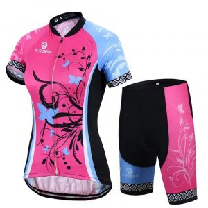 Completo da Ciclismo Donna - "X-Pro" - Rosa con Fiori, L
