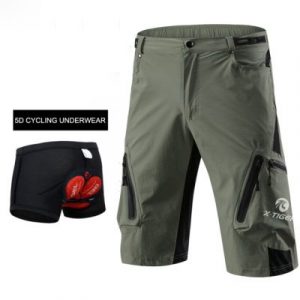 Pantaloncini MTB da Ciclismo - Verde khaki con gel, M