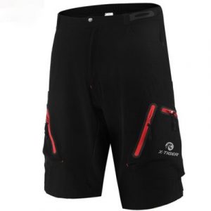 Pantaloncini MTB da Ciclismo - Nero con cerniera rossa, M