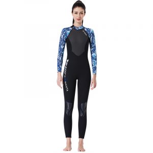 Muta in Neoprene da 3mm per Donna - Motivo Nero e Blu, S